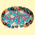 Colourful Arts  Oval Wooden Tray	- WPMH - 52317