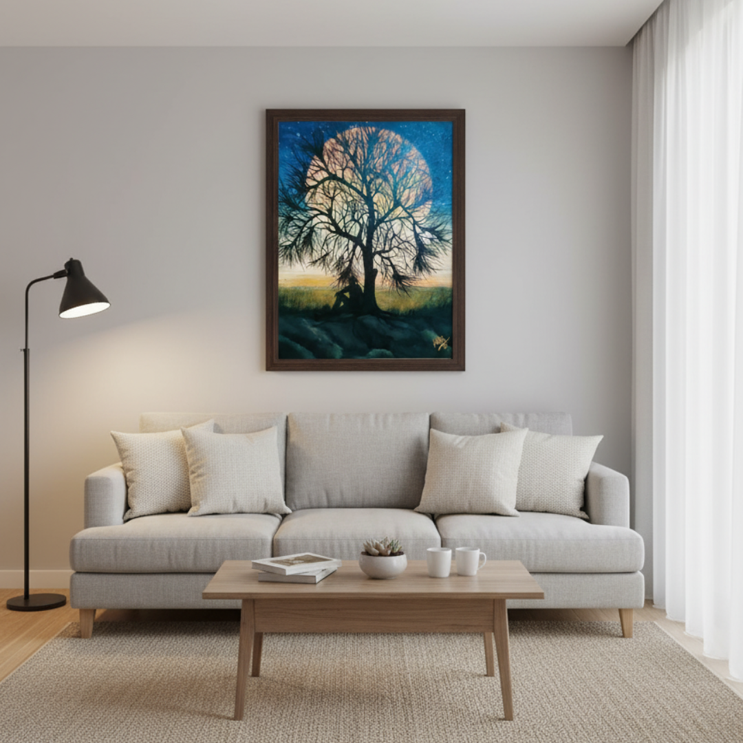 Moonlit Solitude – Handcrafted Painting - M1527